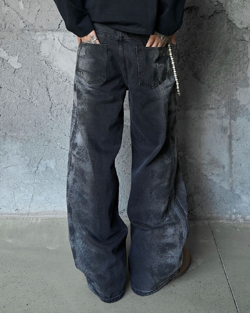 Washed straight jeans