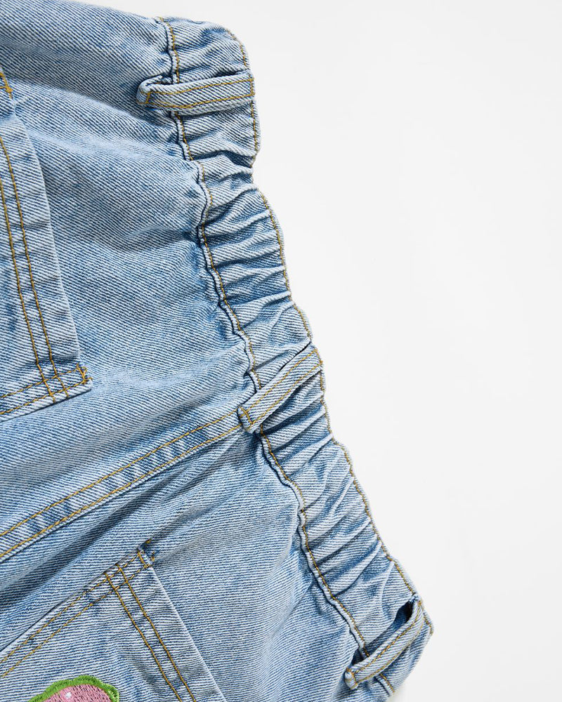 Retro-style fun embroidered jeans