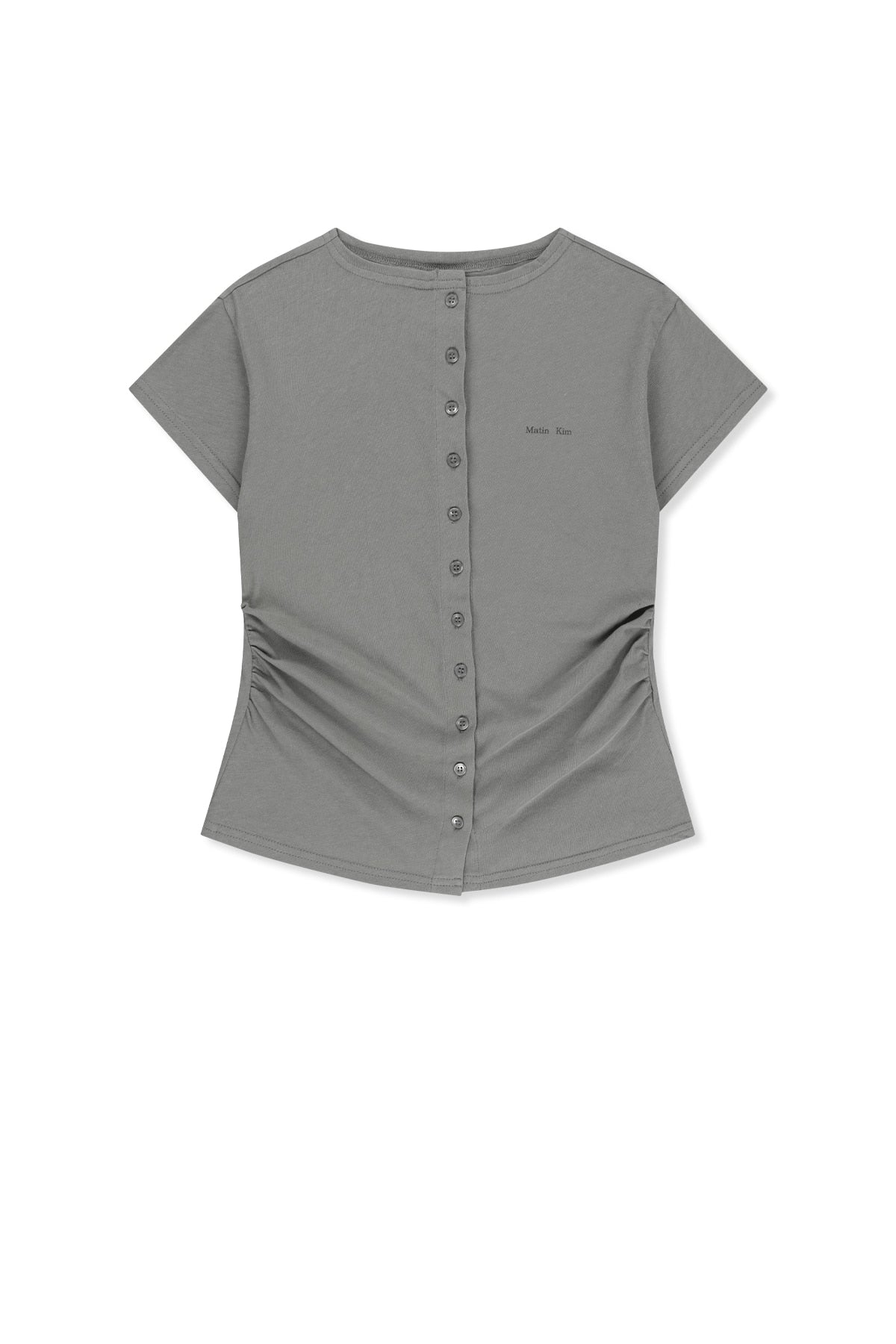 MATIN KIM SIDE SHIRRING BUTTON TOP IN GREY