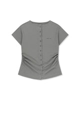 MATIN KIM SIDE SHIRRING BUTTON TOP IN GREY
