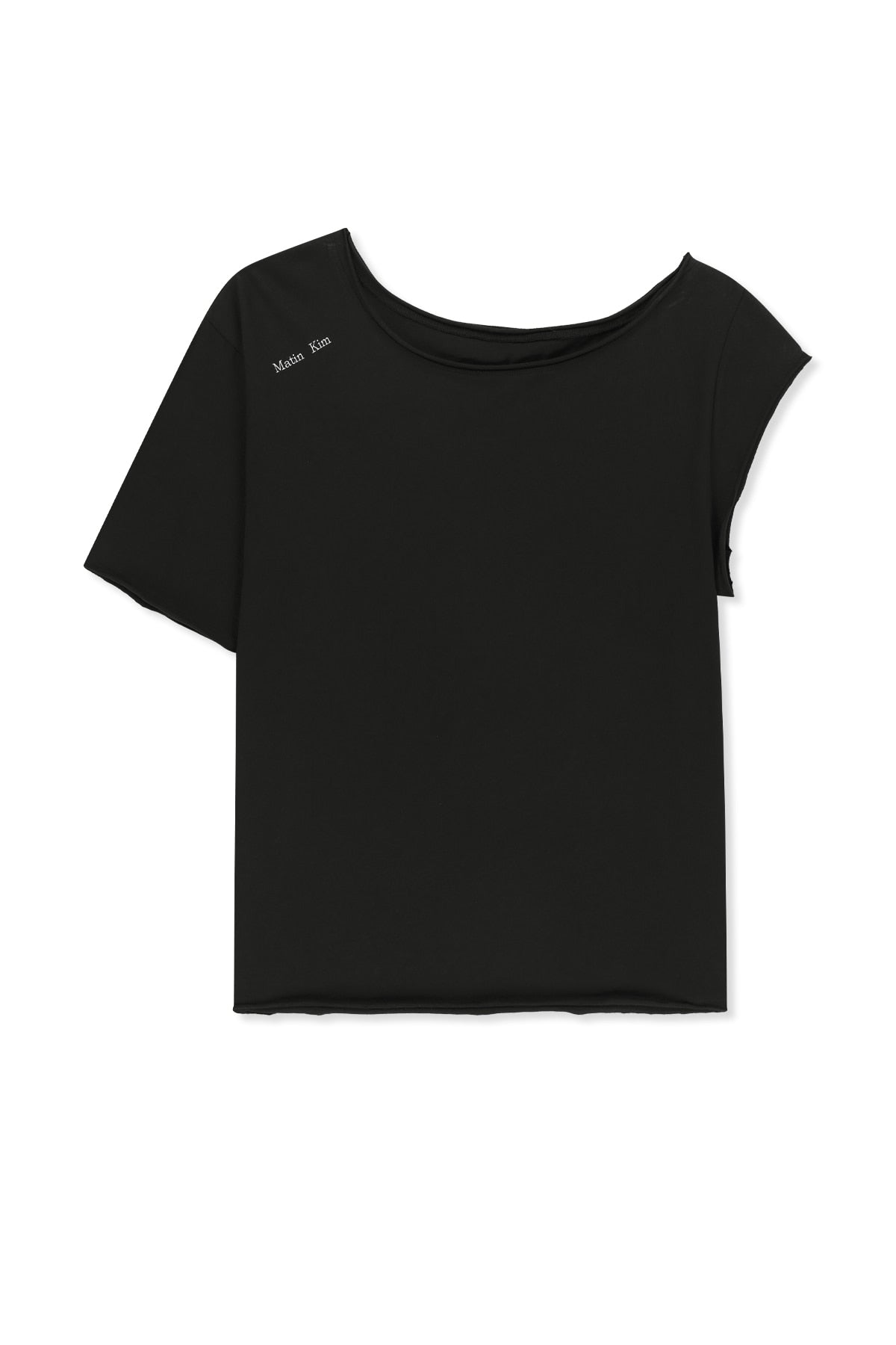 MATIN KIM ASYMMETRIC OFF SHOULDER TOP IN BLACK