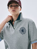 MARDI ACTIF LAYERED PIQUET TSHIRT FLOWER NEEDLEWORK_GREY NAVY