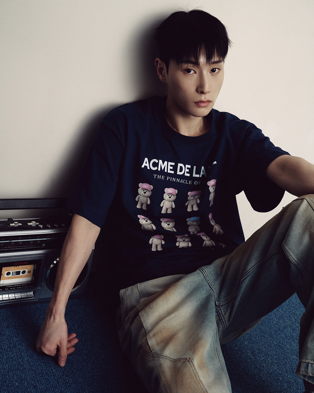 ADLV PLASTIC AC BEAR SHORT SLEEVE T-SHIRT NAVY
