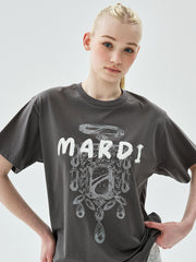 MARDI TSHIRT BIJOU BRUSH LOGO MARDI_CHARCOAL WHITE