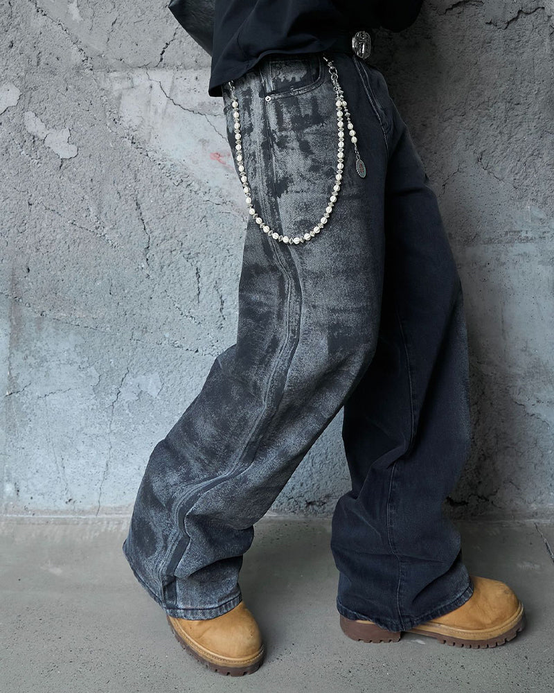 Washed straight jeans