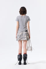 MATIN KIM SIDE SHIRRING BUTTON TOP IN GREY