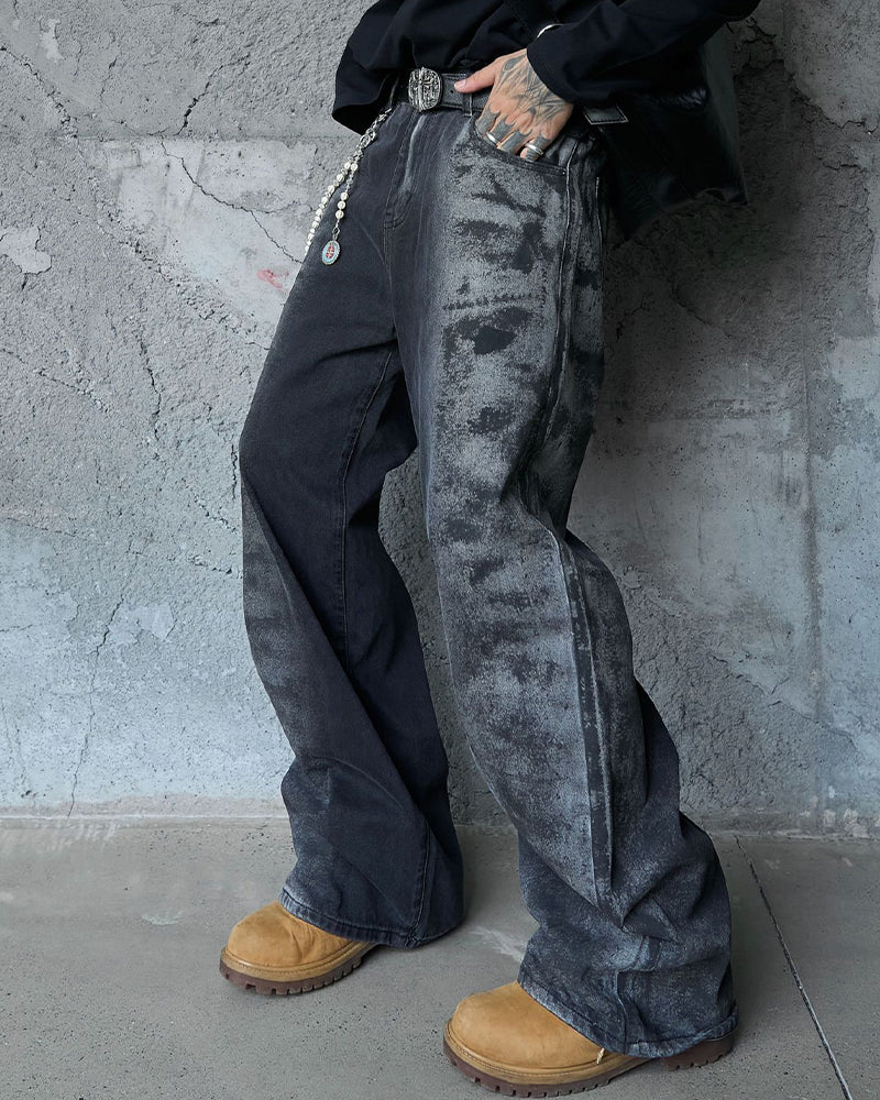 Washed straight jeans