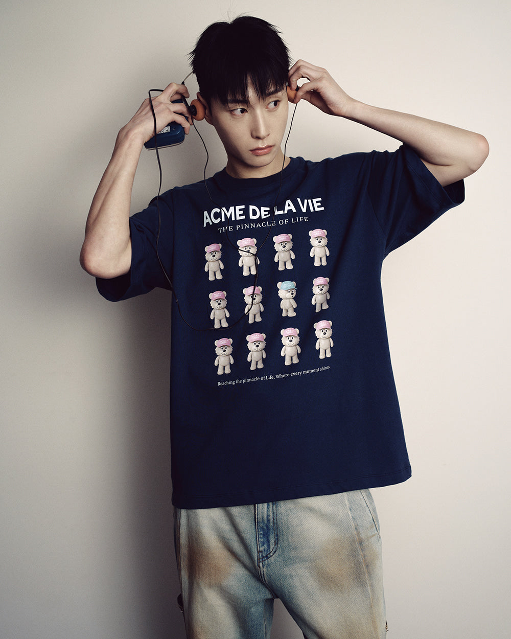 ADLV PLASTIC AC BEAR SHORT SLEEVE T-SHIRT NAVY