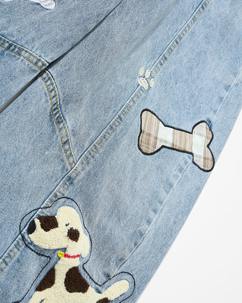 Retro patchwork puppy pants