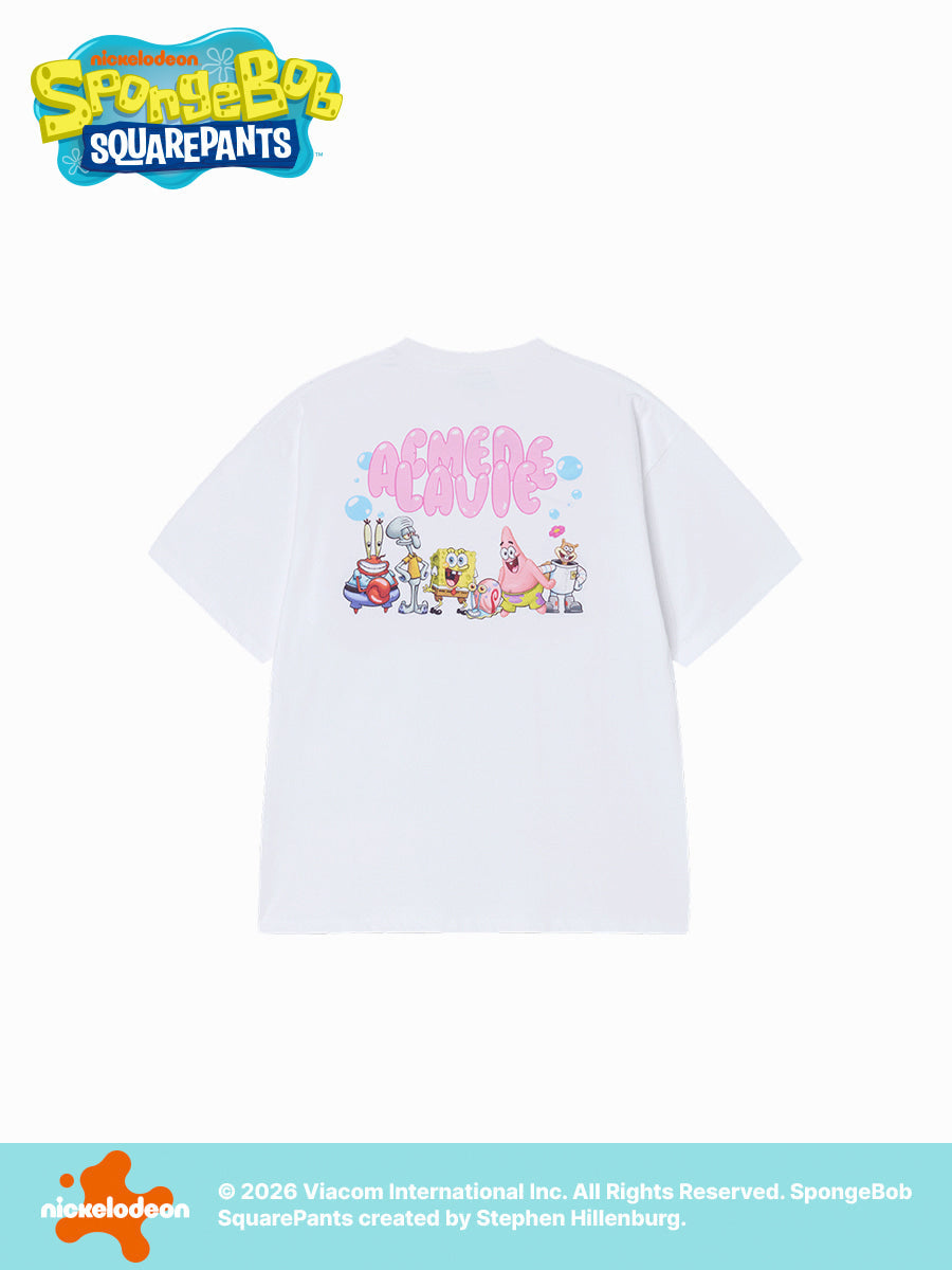 ADLV BUBBLE FONT SPONGEBOB SHORT SLEEVE T-SHIRT WHITE