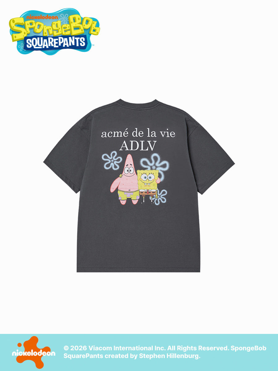 ADLV SPONGEBOB BASIC LOGO SHORT SLEEVE T-SHIRT CHARCOAL
