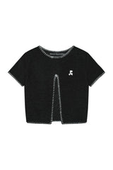 RR CUT OUT KNIT TOP - BLACK