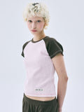 MARDI WAFFLE CROPPED TSHIRT RAGLAN_PINK