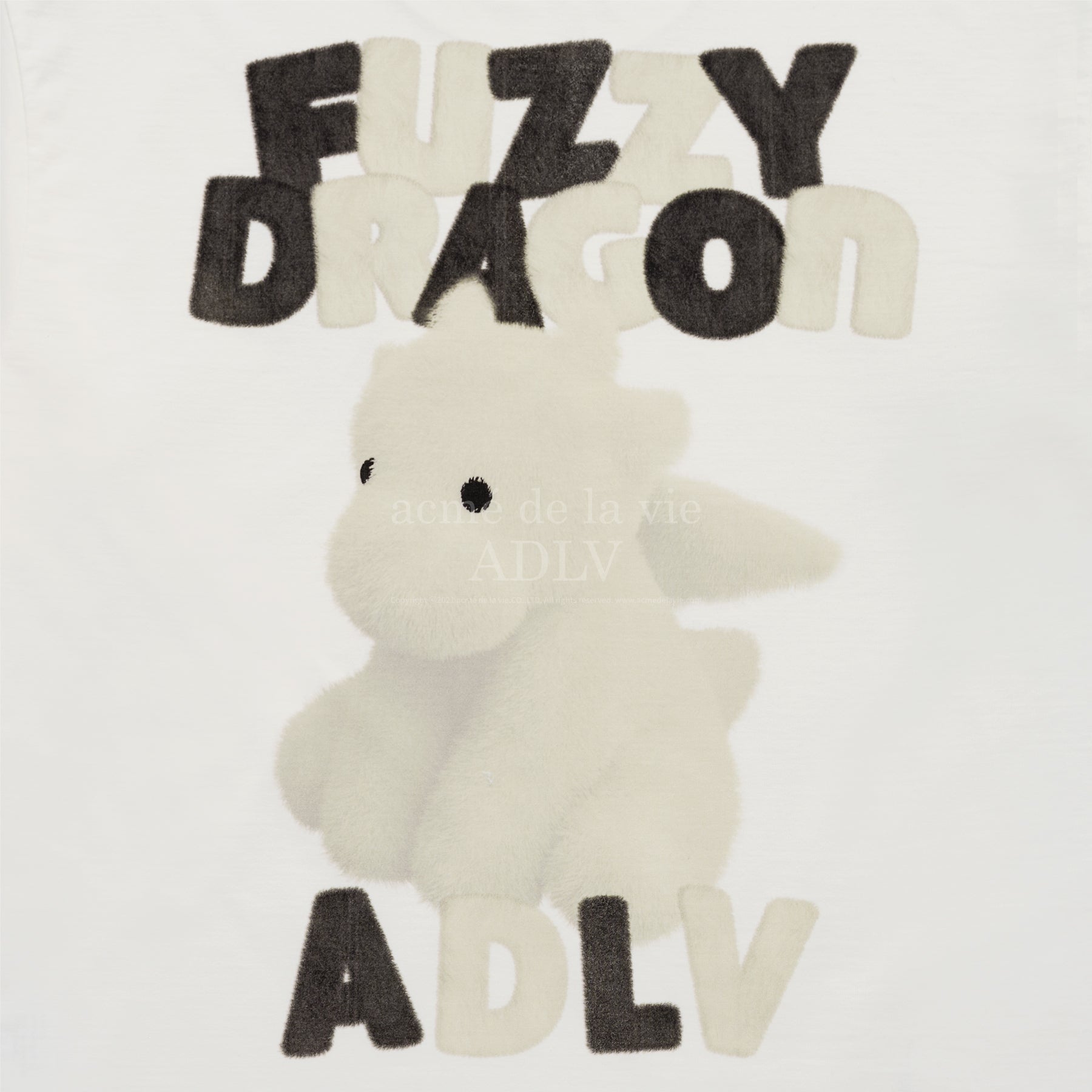 ADLV FUZZY FONT DRAGON SHORT SLEEVE T-SHIRT CREAM