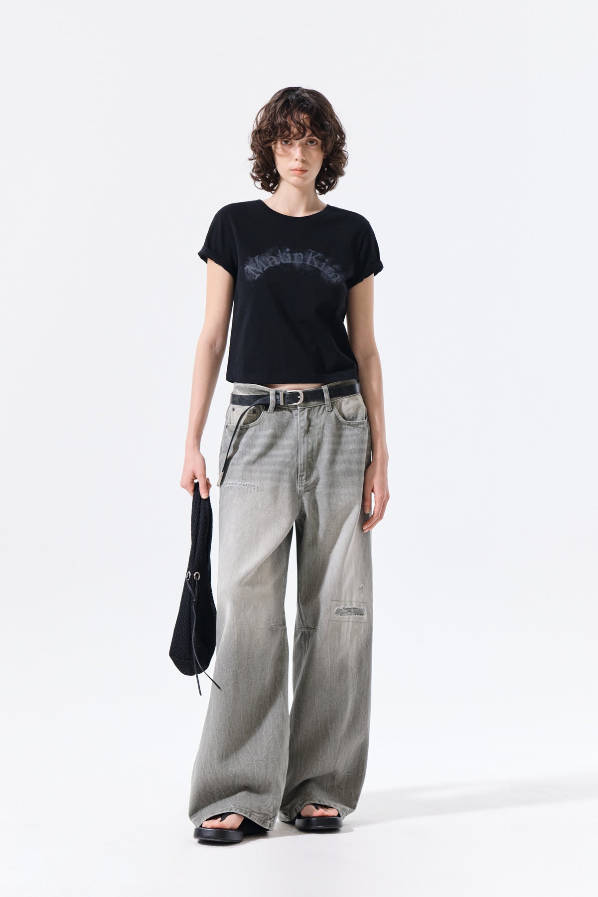 MATIN KIM ARCH LOGO CROP TOP IN BLACK