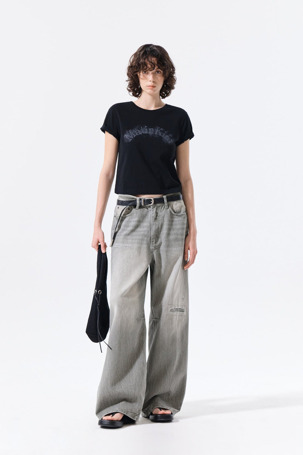 MATIN KIM ARCH LOGO CROP TOP IN BLACK