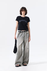 MATIN KIM ARCH LOGO CROP TOP IN BLACK