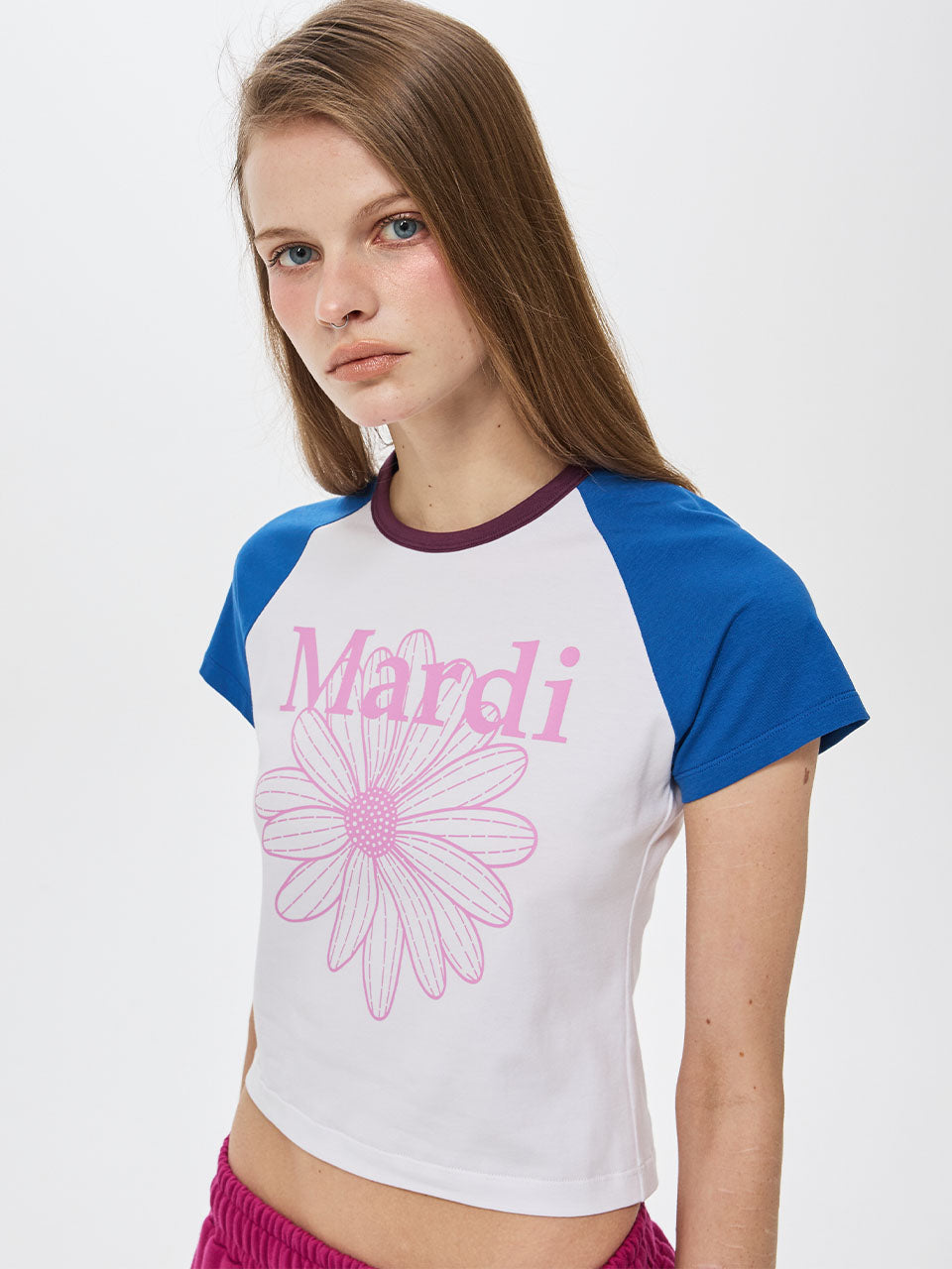 MARDI CROPPED TSHIRT RAGLAN FLOWERMARDI_WHITE LAVENDER