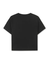 MATIN KIM CUTTED LOGO CROP TOP IN BLACK