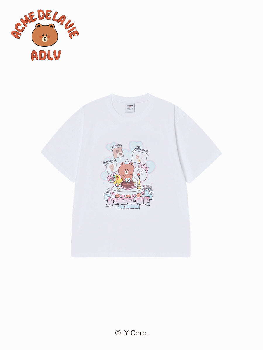ADLV 15TH PARTY LINE FRIENDS SHORT SLEEVE T-SHIRT WHITE