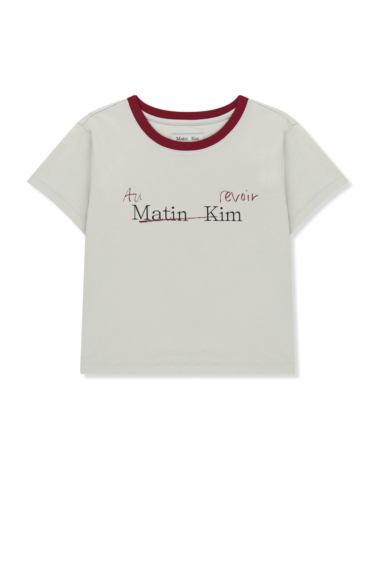 MATIN KIM TONAL RIB LOGO CROP TOP IN GREY