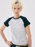 MARDI WAFFLE CROPPED TSHIRT RAGLAN_HEATHER