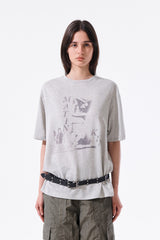 MATIN KIM PORTRAIT GRAFFITI LOGO TOP IN LIGHT GREY