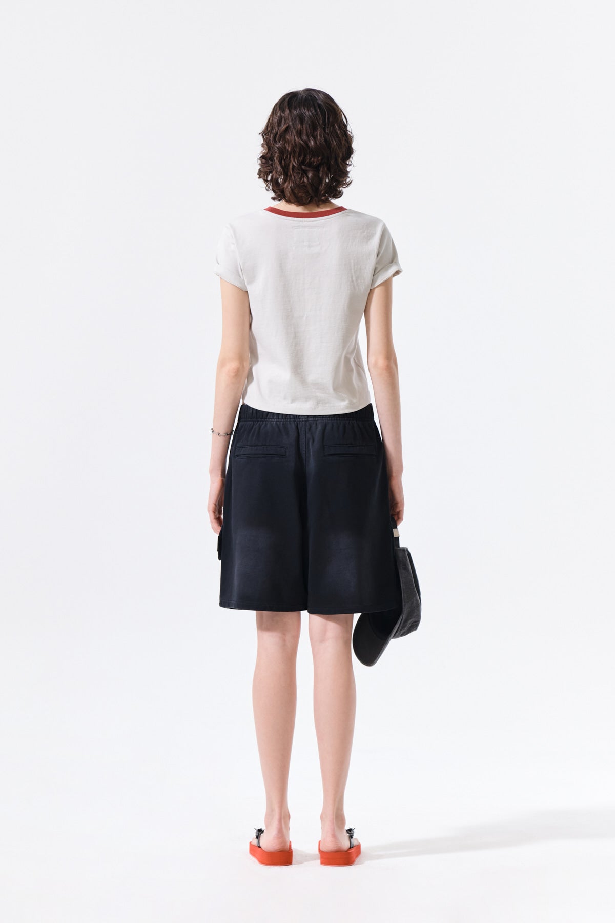 MATIN KIM TONAL RIB LOGO CROP TOP IN GREY
