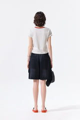 MATIN KIM TONAL RIB LOGO CROP TOP IN GREY