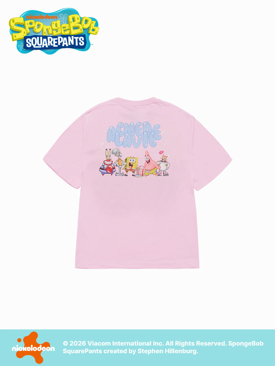 ADLV BUBBLE FONT SPONGEBOB SHORT SLEEVE T-SHIRT LIGHT PINK