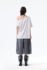 MATIN KIM ASYMMETRIC OFF SHOULDER TOP IN LIGHT GREY