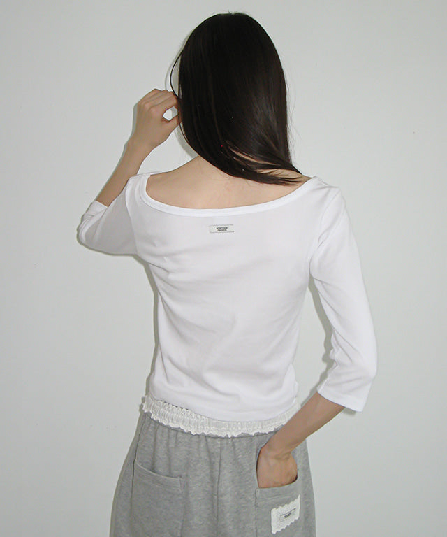 RONRON EART MUSIC NOTE SLIM FIT QUARTER SLEEVE WHITE