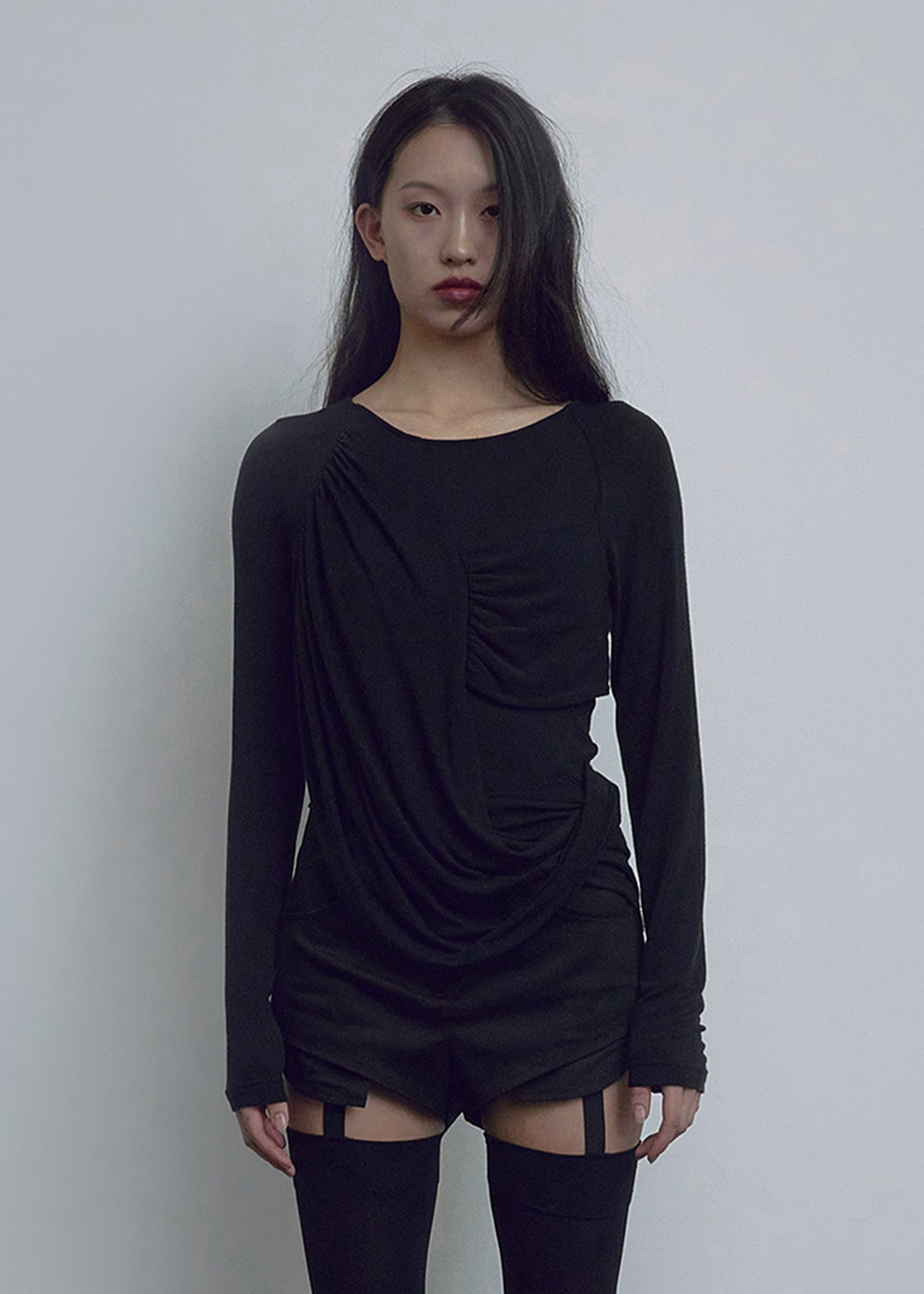 BOHEMSEO SOFT DRAPING T, BLACK