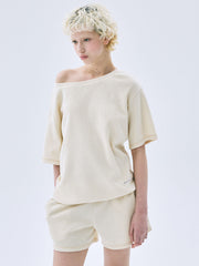 MARDI WAFFLE TSHIRT OFF SHOULDER_BUTTER