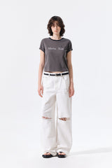 MATIN KIM TONAL RIB LOGO CROP TOP IN CHARCOAL