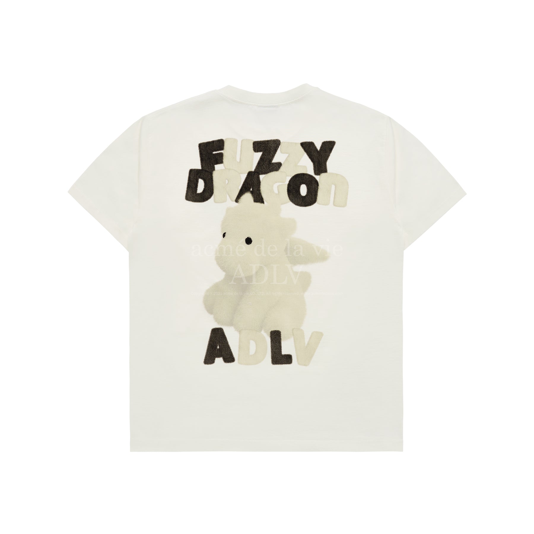 ADLV FUZZY FONT DRAGON SHORT SLEEVE T-SHIRT CREAM