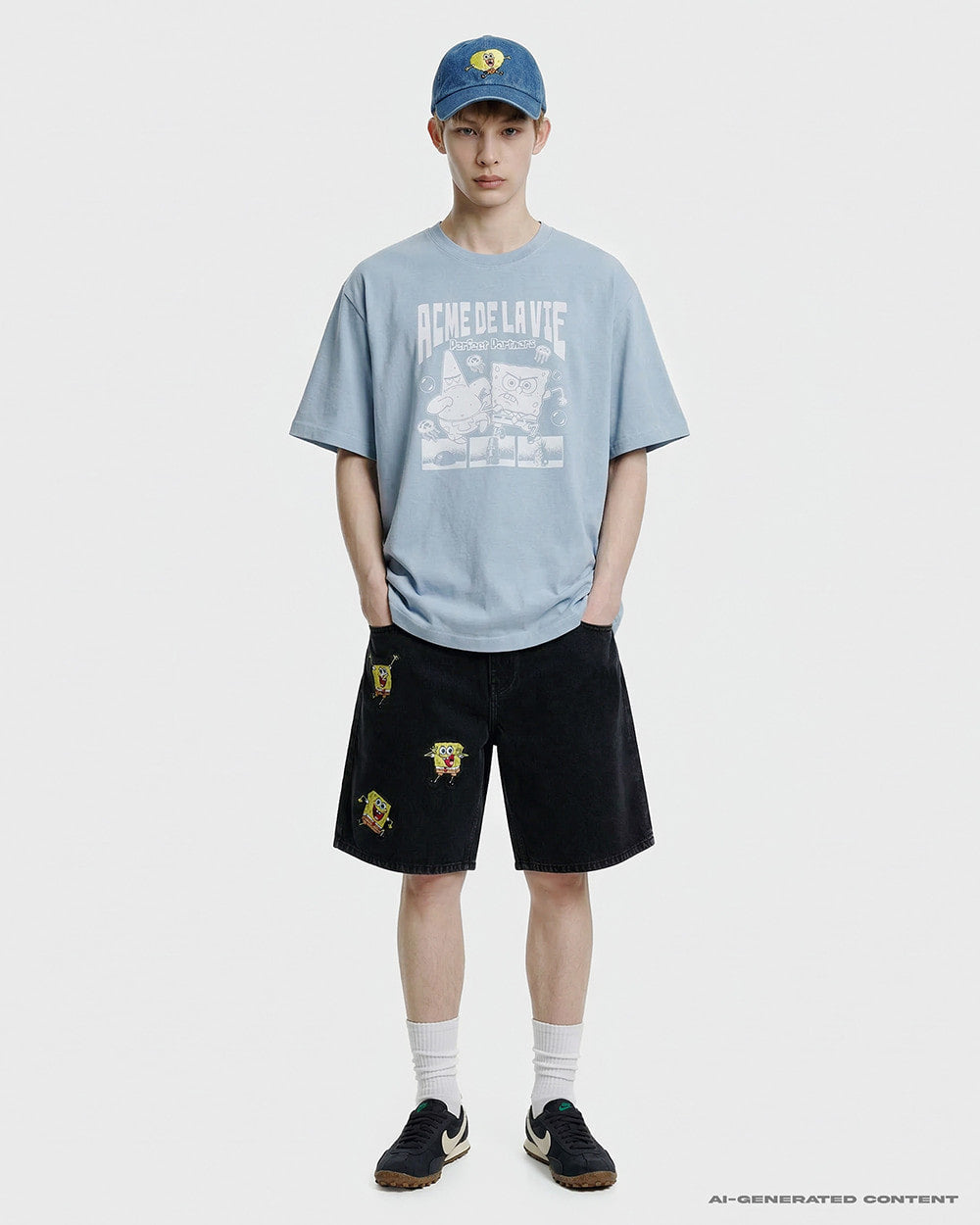 ADLV PERFECT PARTNER SPONGEBOB PIGMENT SHORT SLEEVE T-SHIRT SKY BLUE