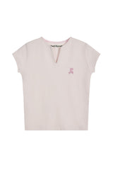 SLIT NECK T-SHIRT - PINK