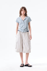 MATIN KIM SIDE SHIRRING BUTTON TOP IN LIGHT BLUE