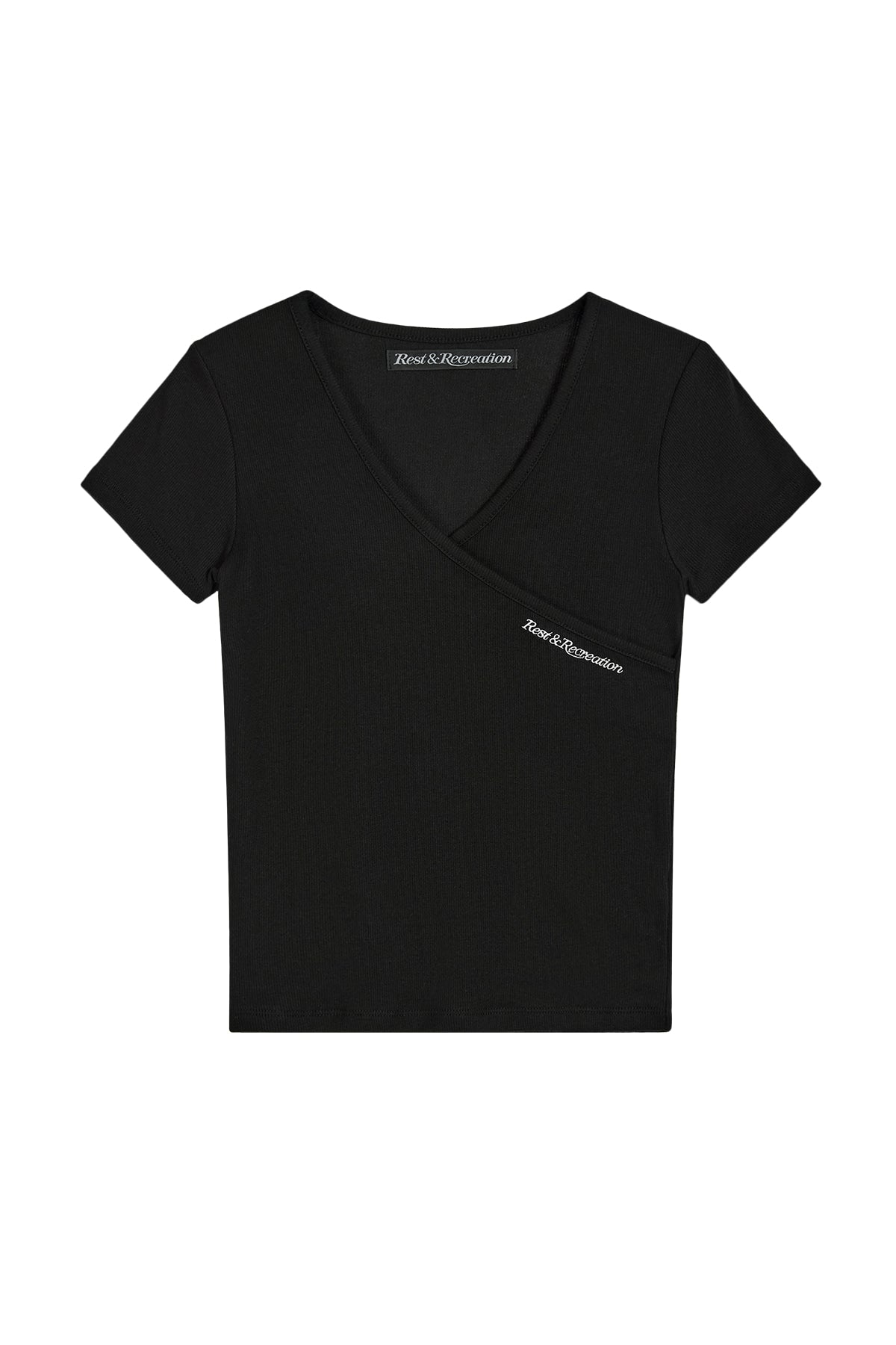 WRAP HALF SLEEVE TOP - BLACK