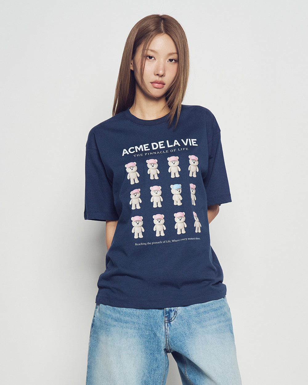 ADLV PLASTIC AC BEAR SHORT SLEEVE T-SHIRT NAVY