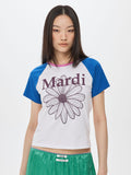 MARDI SLIM TSHIRT RAGLAN FLOWERMARDI_WHITE PLUM