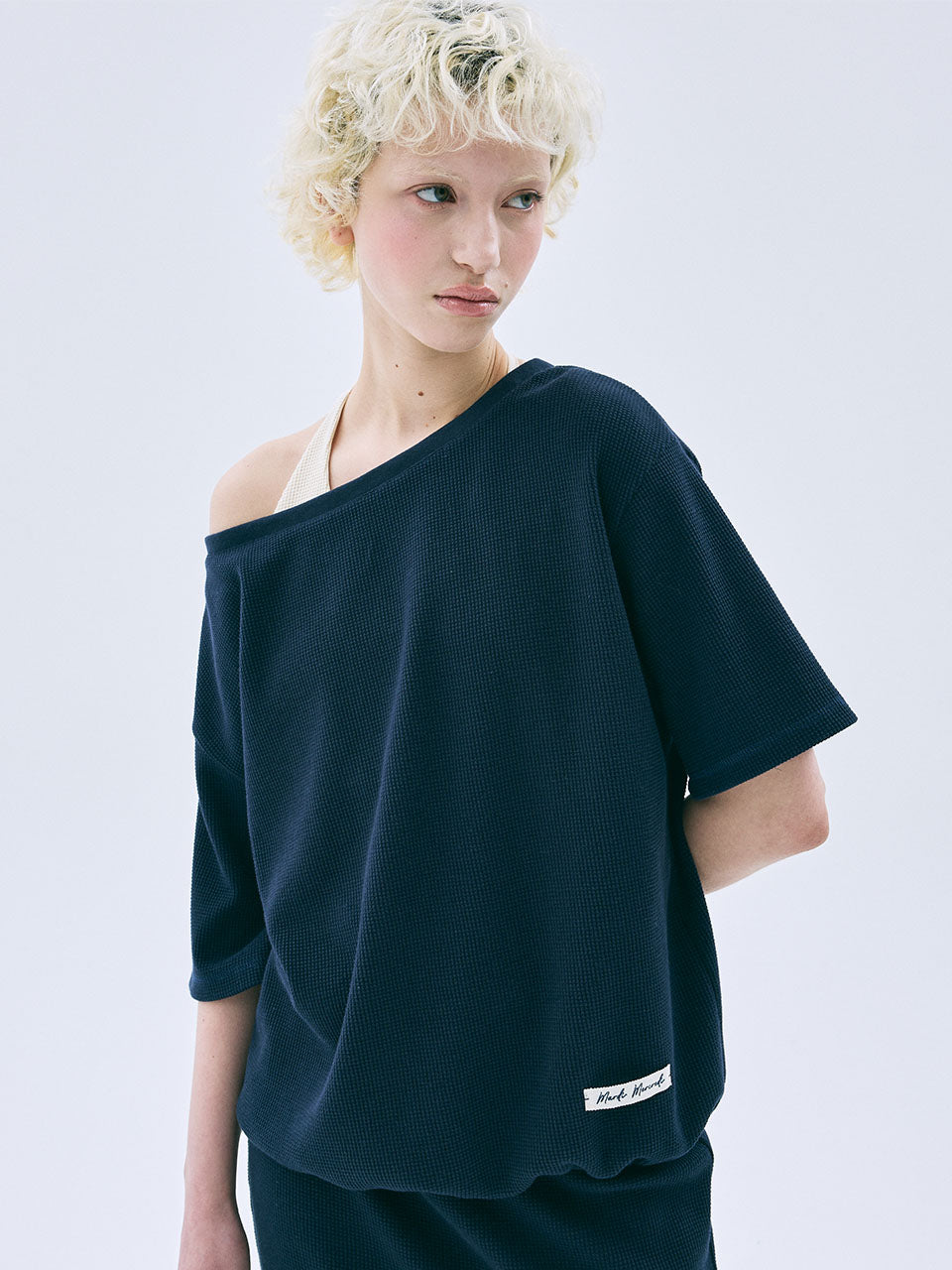 MARDI WAFFLE TSHIRT OFF SHOULDER_NAVY