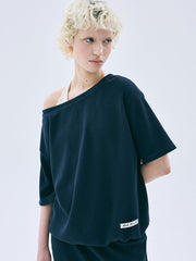 MARDI WAFFLE TSHIRT OFF SHOULDER_NAVY