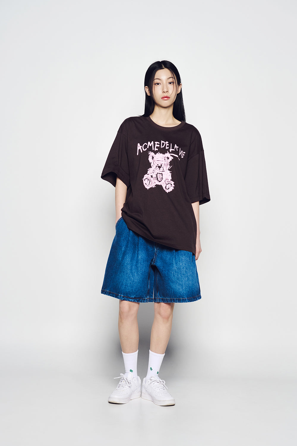 ADLV DRAWING BEAR SHORT SLEEVE T-SHIRT DARK BROWN