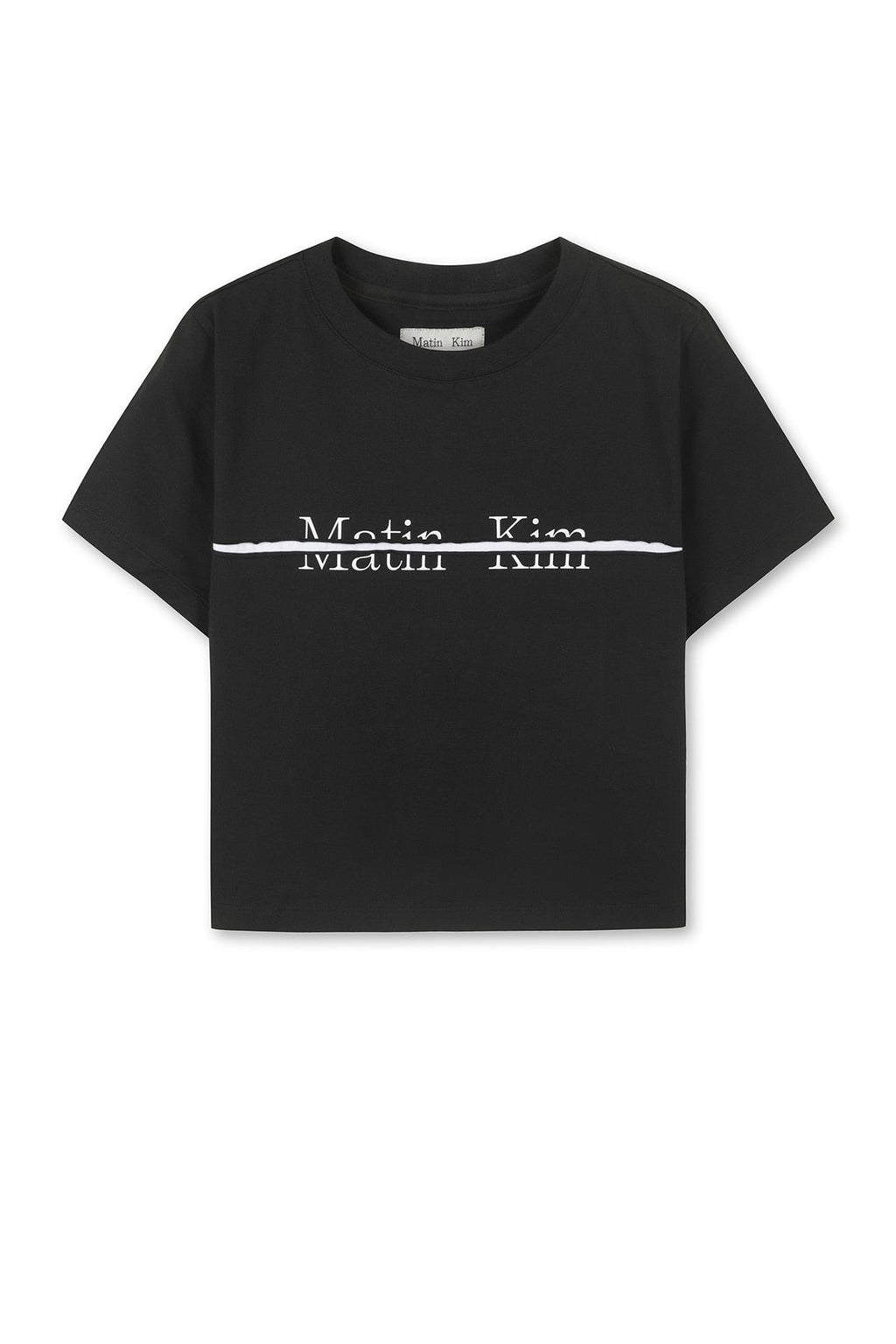 MATIN KIM CUTTED LOGO CROP TOP IN BLACK