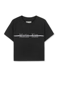 MATIN KIM CUTTED LOGO CROP TOP IN BLACK