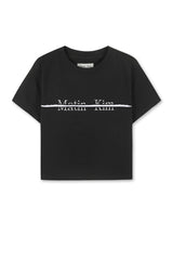MATIN KIM CUTTED LOGO CROP TOP IN BLACK