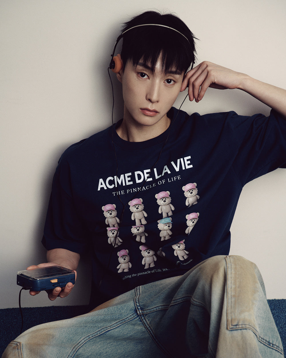 ADLV PLASTIC AC BEAR SHORT SLEEVE T-SHIRT NAVY