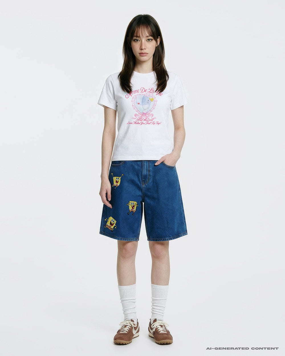 ADLV WOMAN HEART PEARL SHORT SLEEVE T-SHIRT WHITE